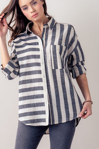 Black Striped Woven Shirt