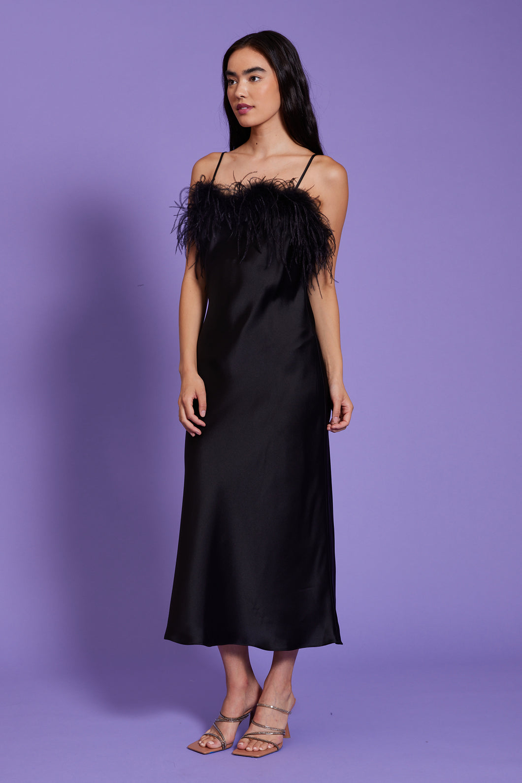 Flora Feather Slip Dress