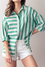 Green Striped Woven Shirt