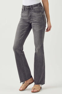Grey Mid Rise Flare Jeans