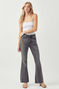 Grey Mid Rise Flare Jeans