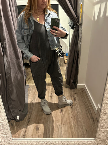 Free People Washed Black Hot Shot Onsie