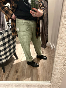 Free People Oil Green Slouch Pant